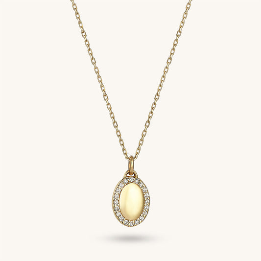 Oval Signet Necklace in Gold