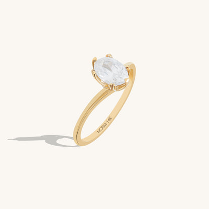 Oval Solitaire Bypass Ring in Gold
