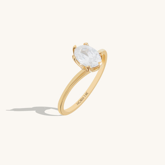Oval Solitaire Bypass Ring in Gold