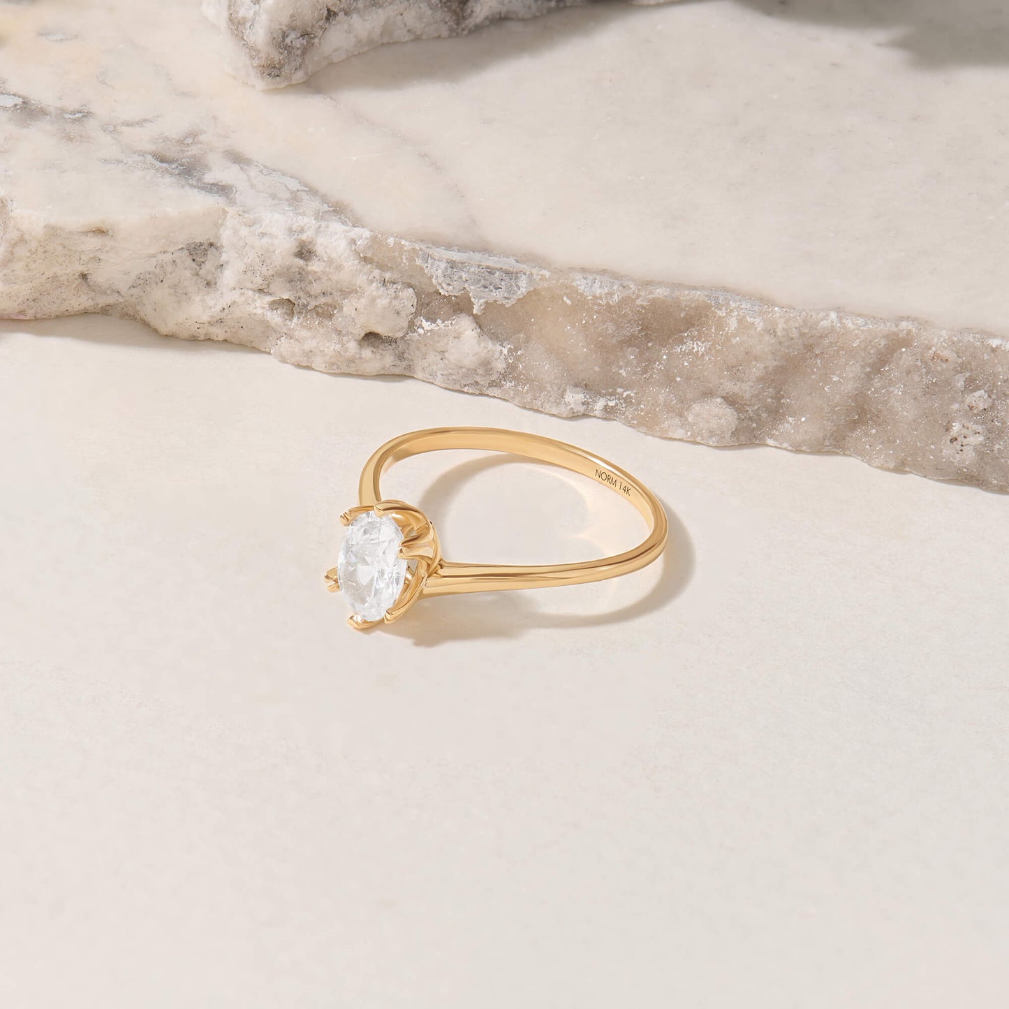 Oval Solitaire Bypass Ring in Gold