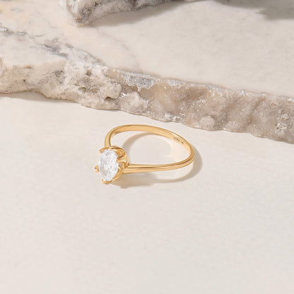 Oval Solitaire Bypass Ring in Gold