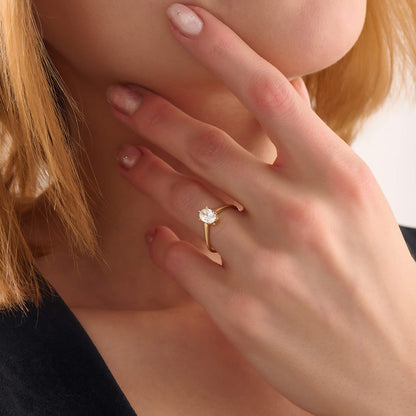 Oval Solitaire Bypass Ring in Gold