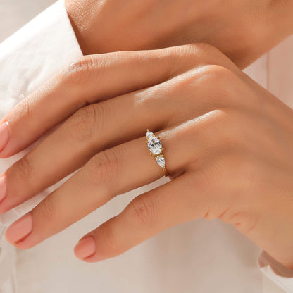 Oval Trilogy Engagement Ring in Gold