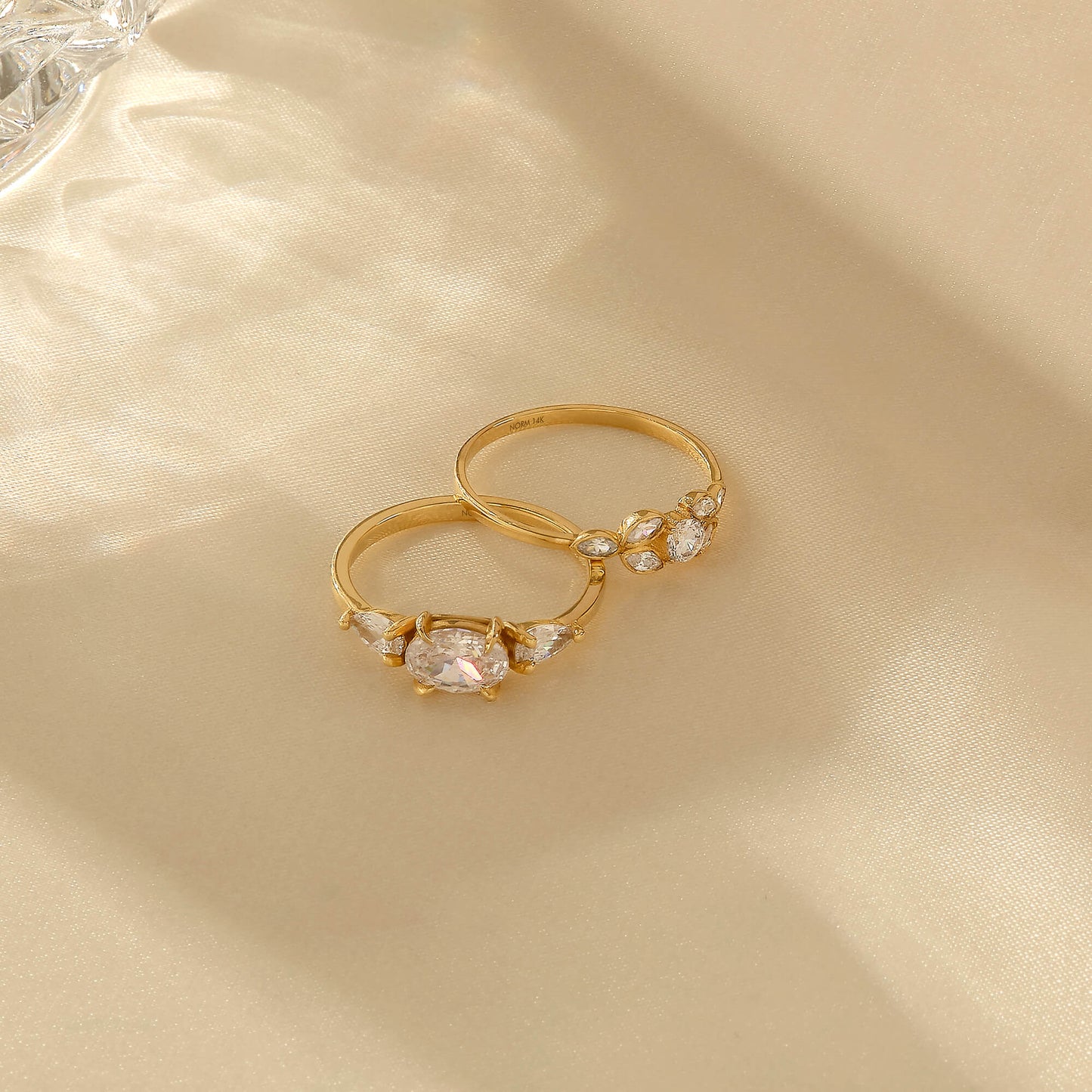 Oval Trilogy Engagement Ring in Gold