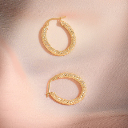 Oval Vintage Hoop Earrings in Gold