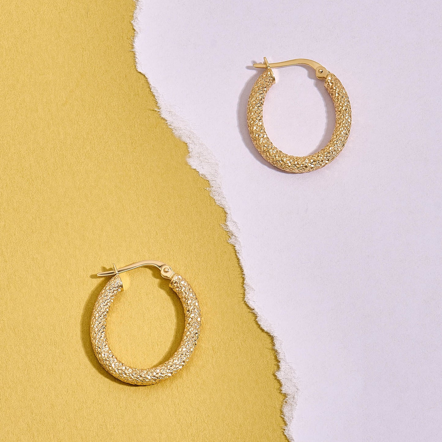 Oval Vintage Hoop Earrings in Gold