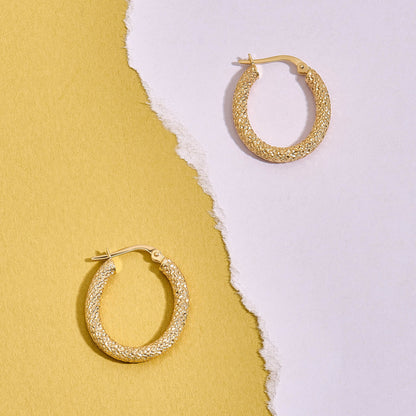 Oval Vintage Hoop Earrings in Gold