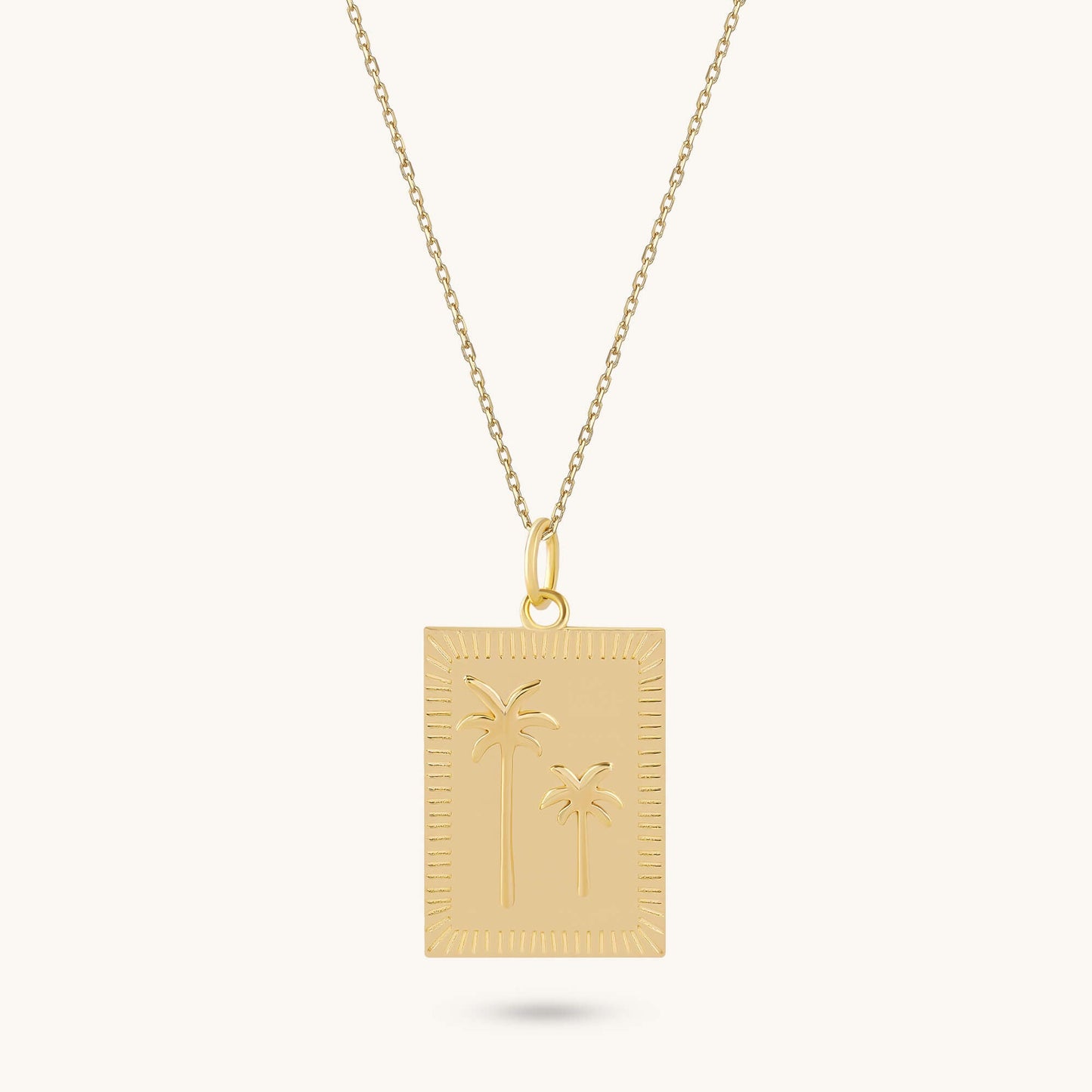 Palm Tree Tag Necklace - Gold Vermeil