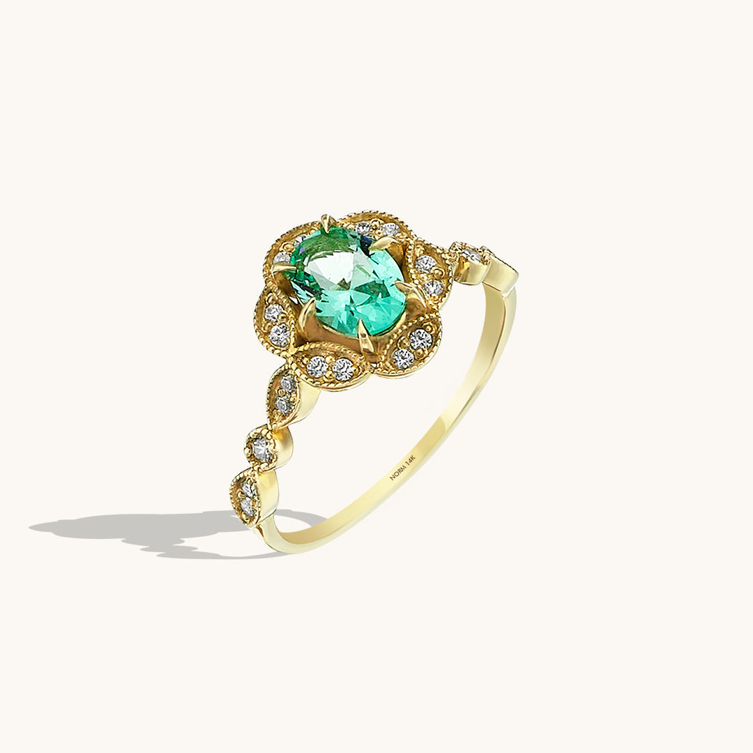 Paraiba Tourmaline Vintage Engagement Ring in Gold