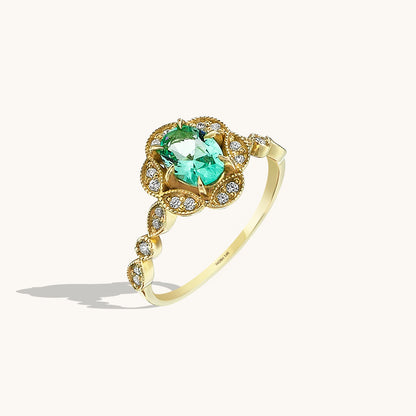 Paraiba Tourmaline Vintage Engagement Ring in Gold