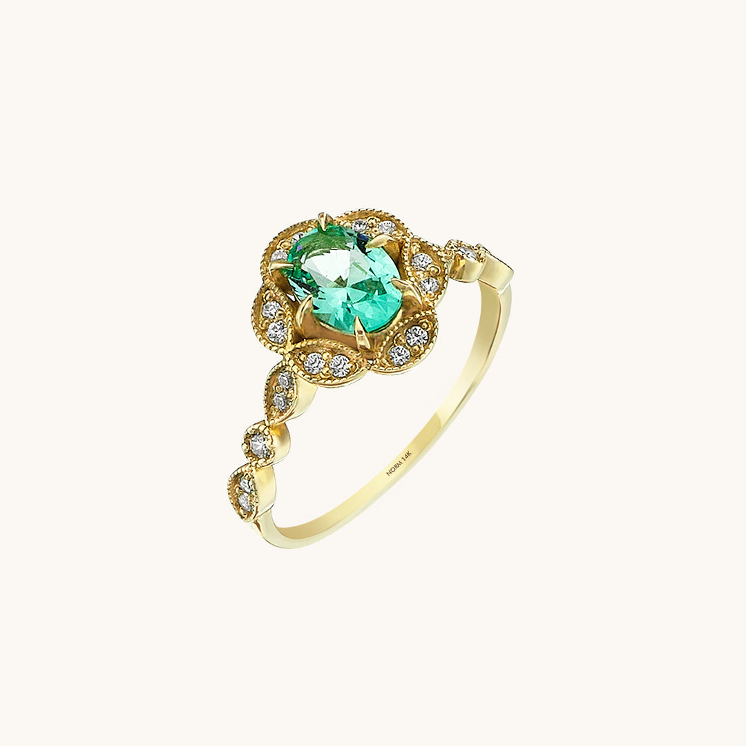 Paraiba Tourmaline Vintage Engagement Ring in Gold