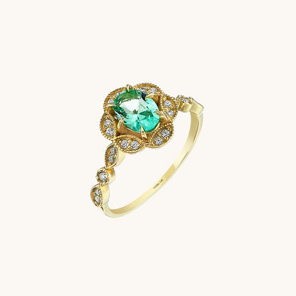 Paraiba Tourmaline Vintage Engagement Ring in Gold