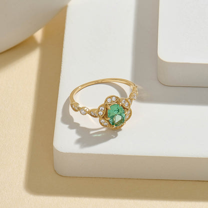 Paraiba Tourmaline Vintage Engagement Ring in Gold
