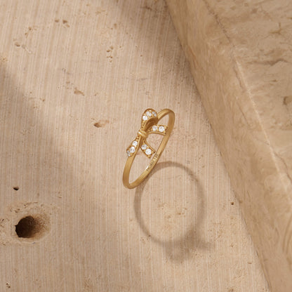 Pave Ribbon Ring in Gold