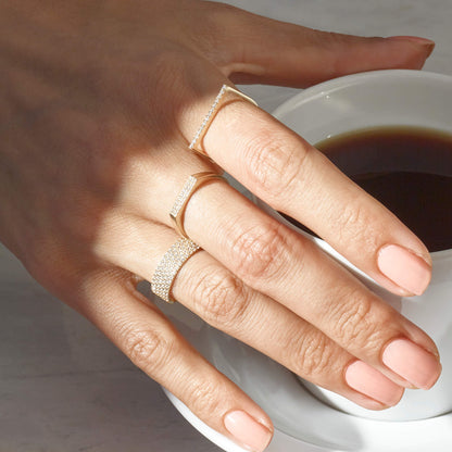 Pave Bar Signet Ring in Gold