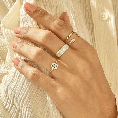 Pave Bold Band Ring in Gold