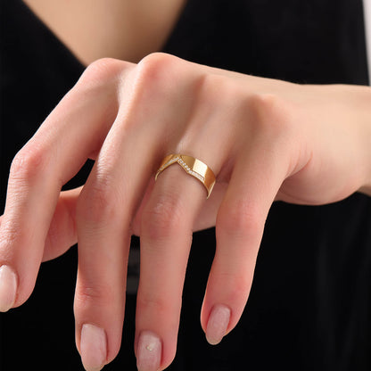 Pave Chevron Band Ring in Gold