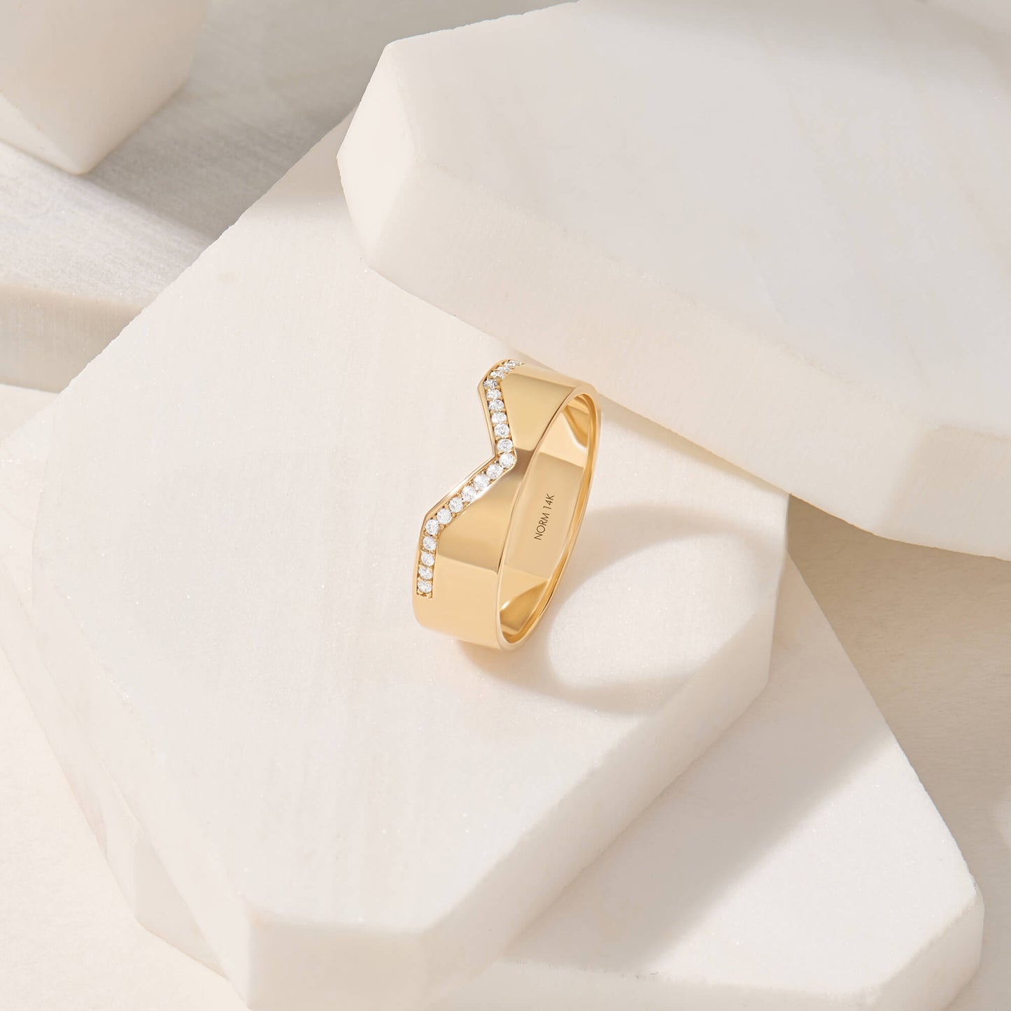 Pave Chevron Band Ring in Gold