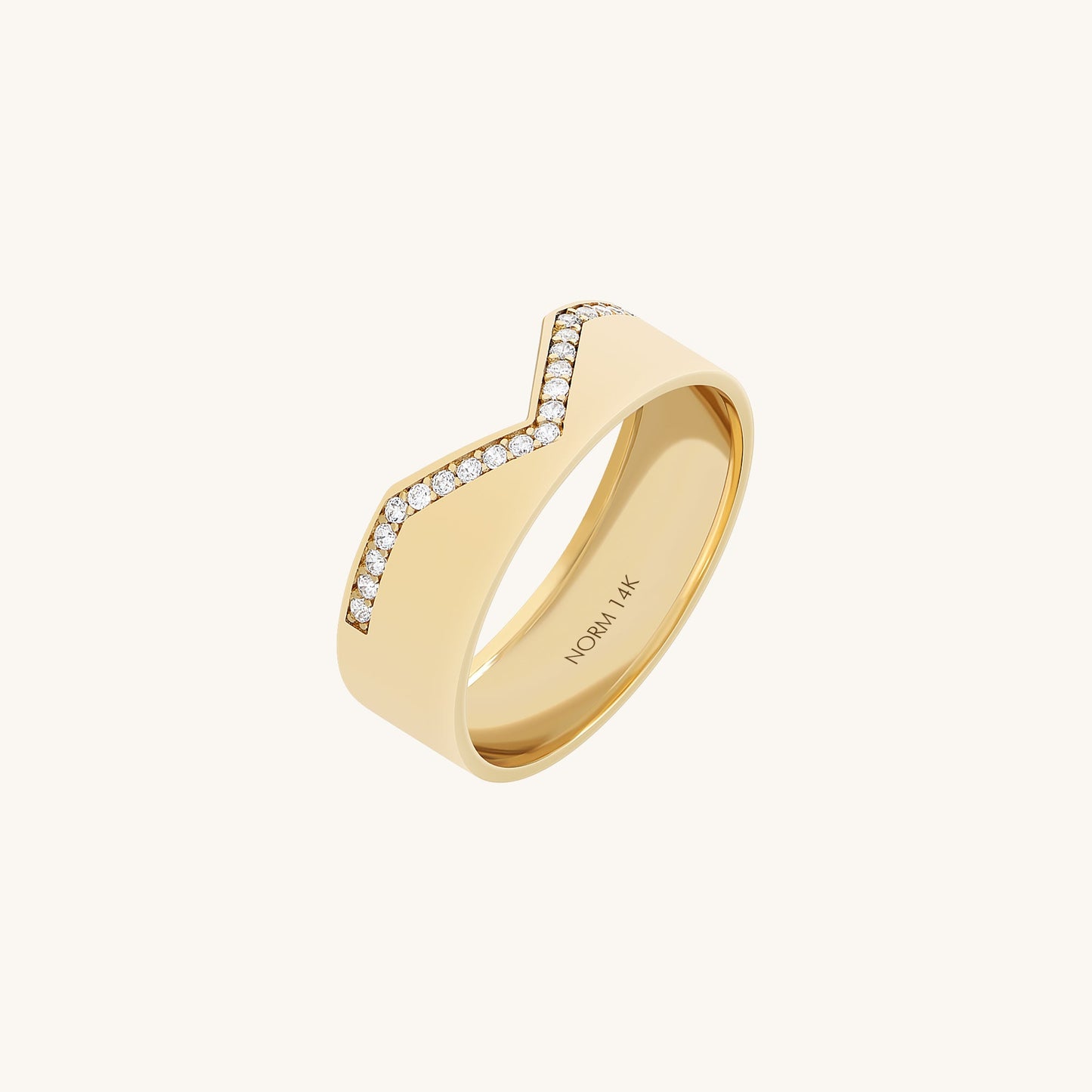 Pave Chevron Band Ring in Gold