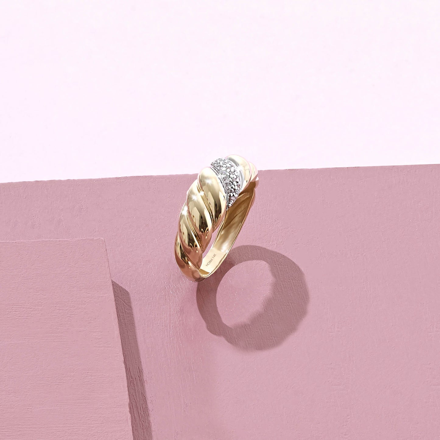 Pave Croissant Ring in Gold