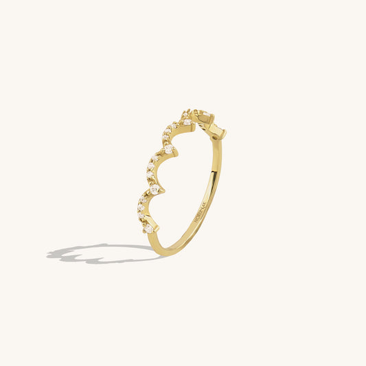 Pave Crown Ring in Gold