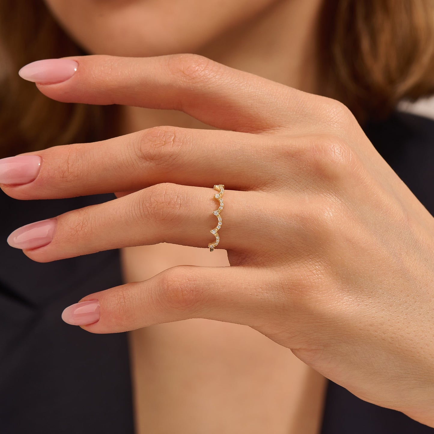 Pave Crown Ring in Gold