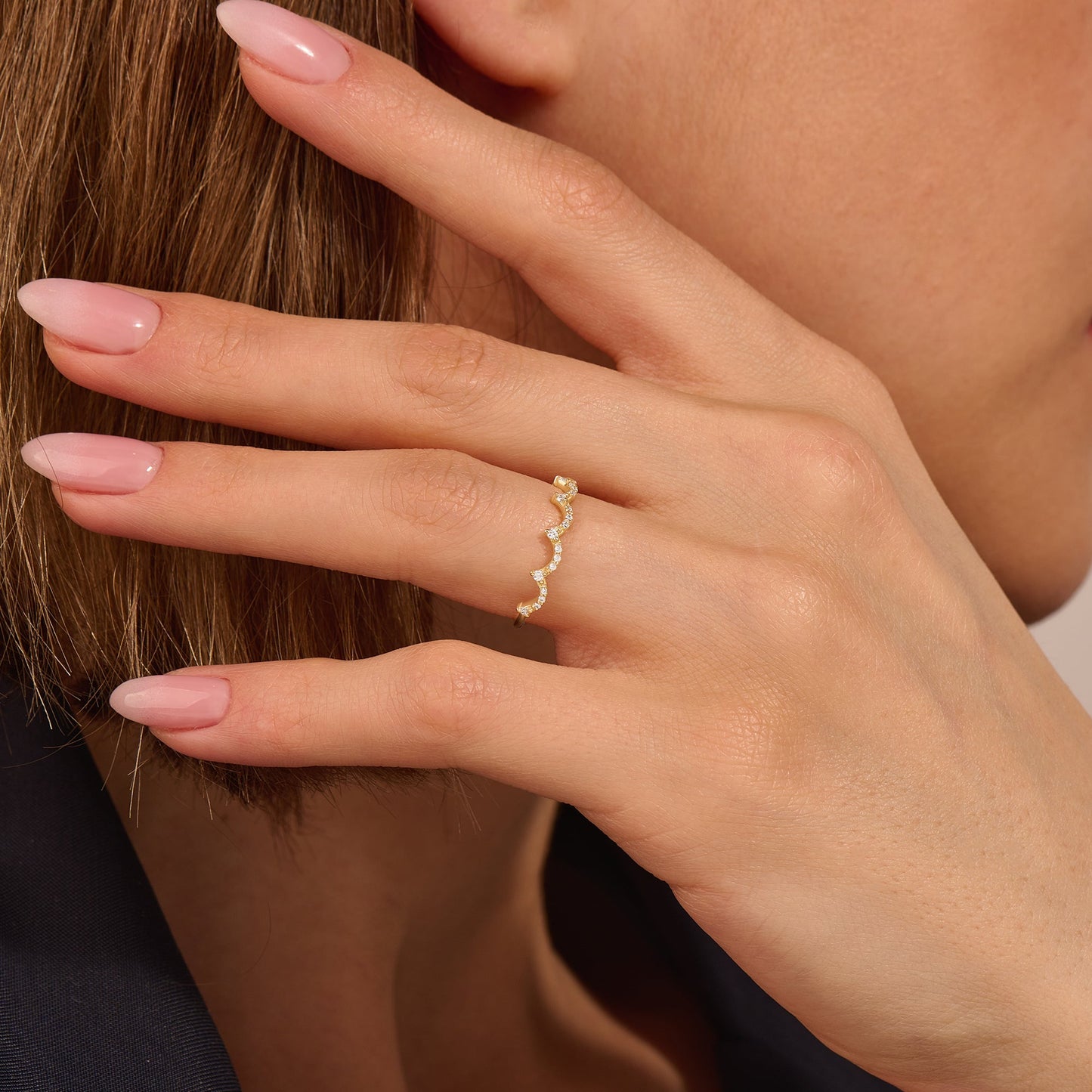 Pave Crown Ring in Gold