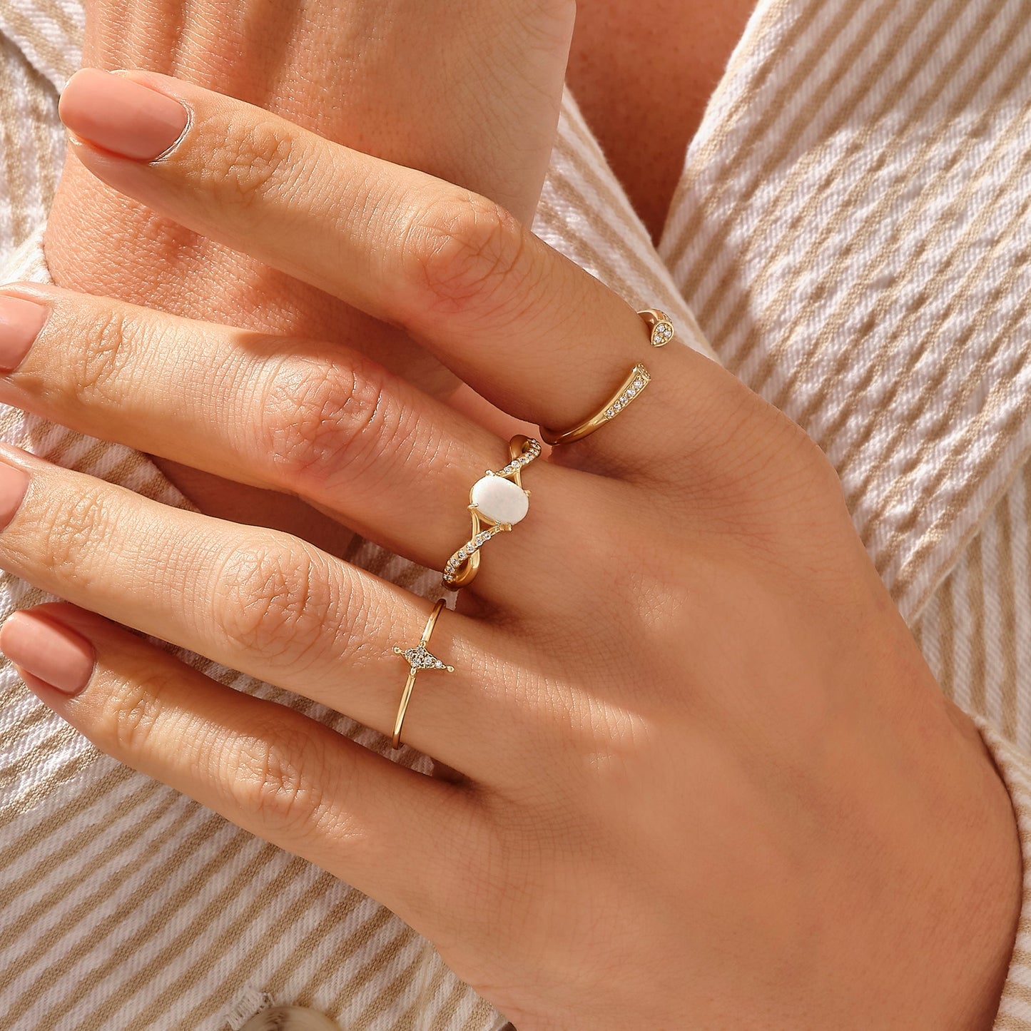 Pave Cuff Ring in Gold