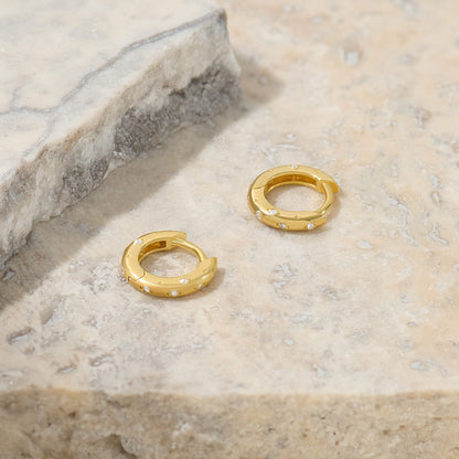 Star Pave Huggie Earrings - Gold Vermeil