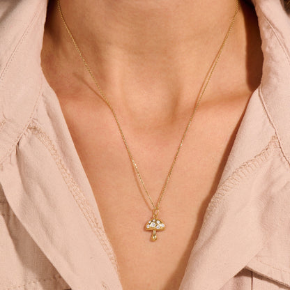 Pave Mushroom Necklace in Gold