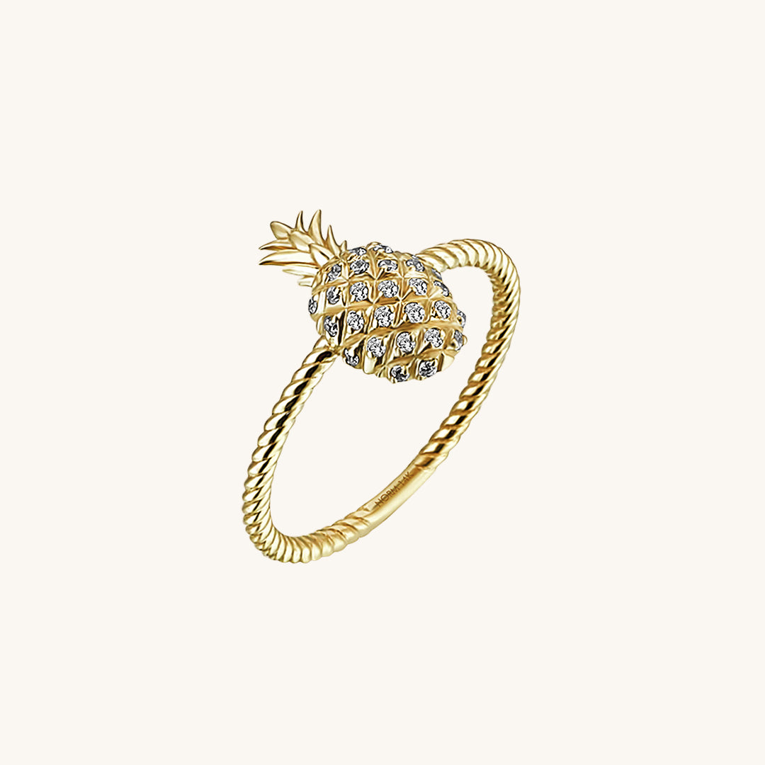 Pave Pineapple Ring in Gold