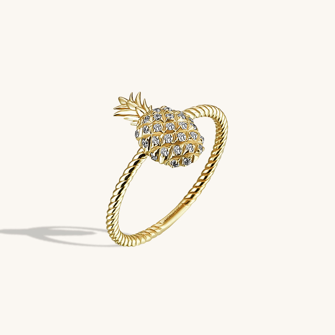 Pave Pineapple Ring in Gold