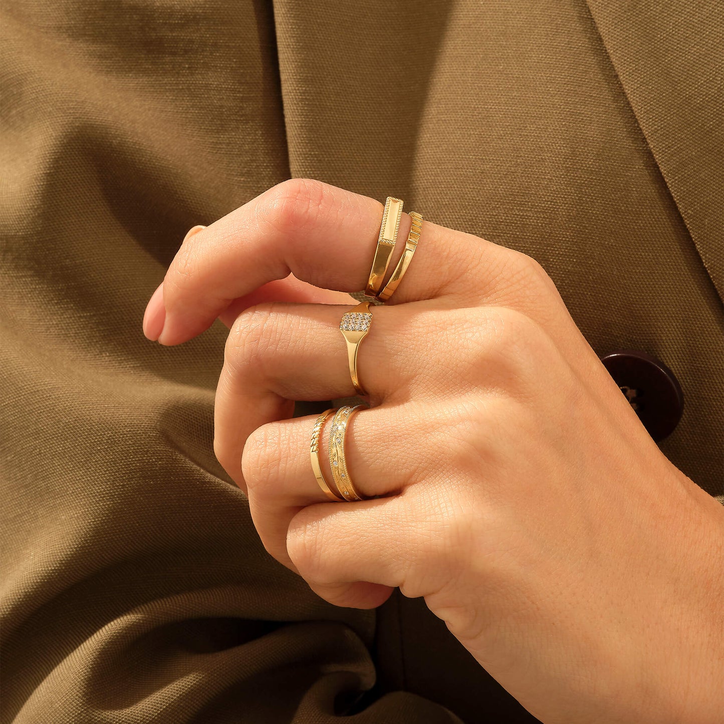 Pave Pinky Ring in Gold