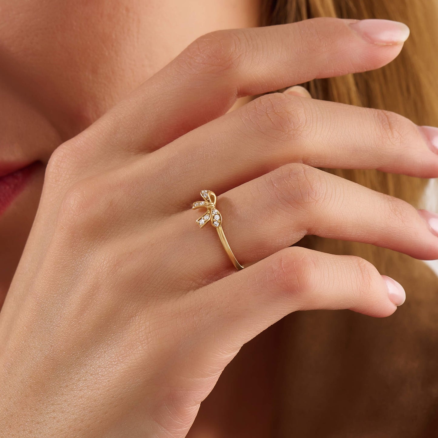 Pave Ribbon Ring in Gold