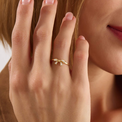 Pave Ribbon Ring in Gold