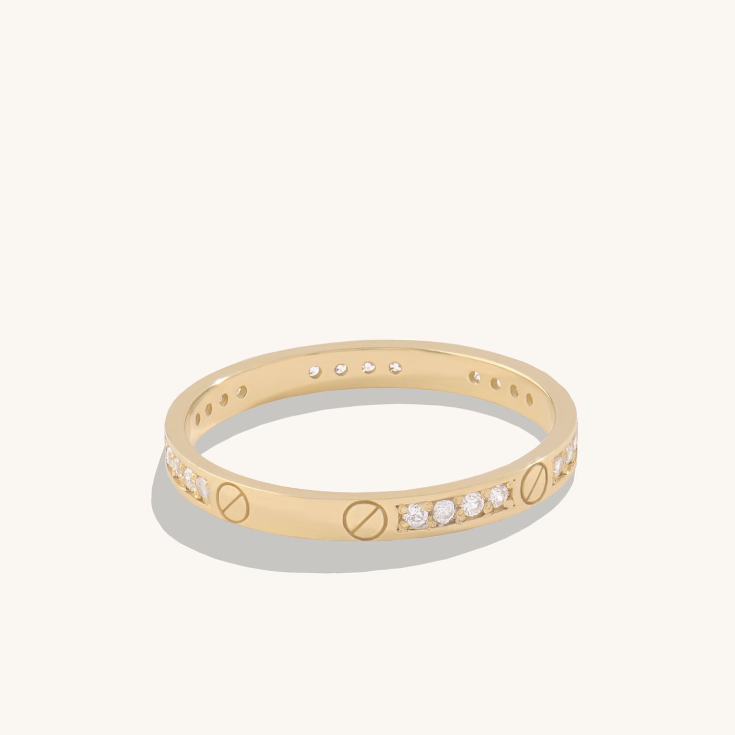 Pave Screw Band Ring in Gold