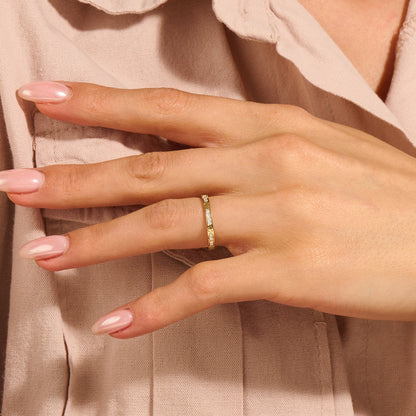 Pave Screw Band Ring in Gold