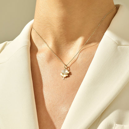Pave Shamrock Necklace in Gold