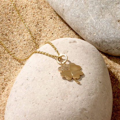 Pave Shamrock Necklace in Gold
