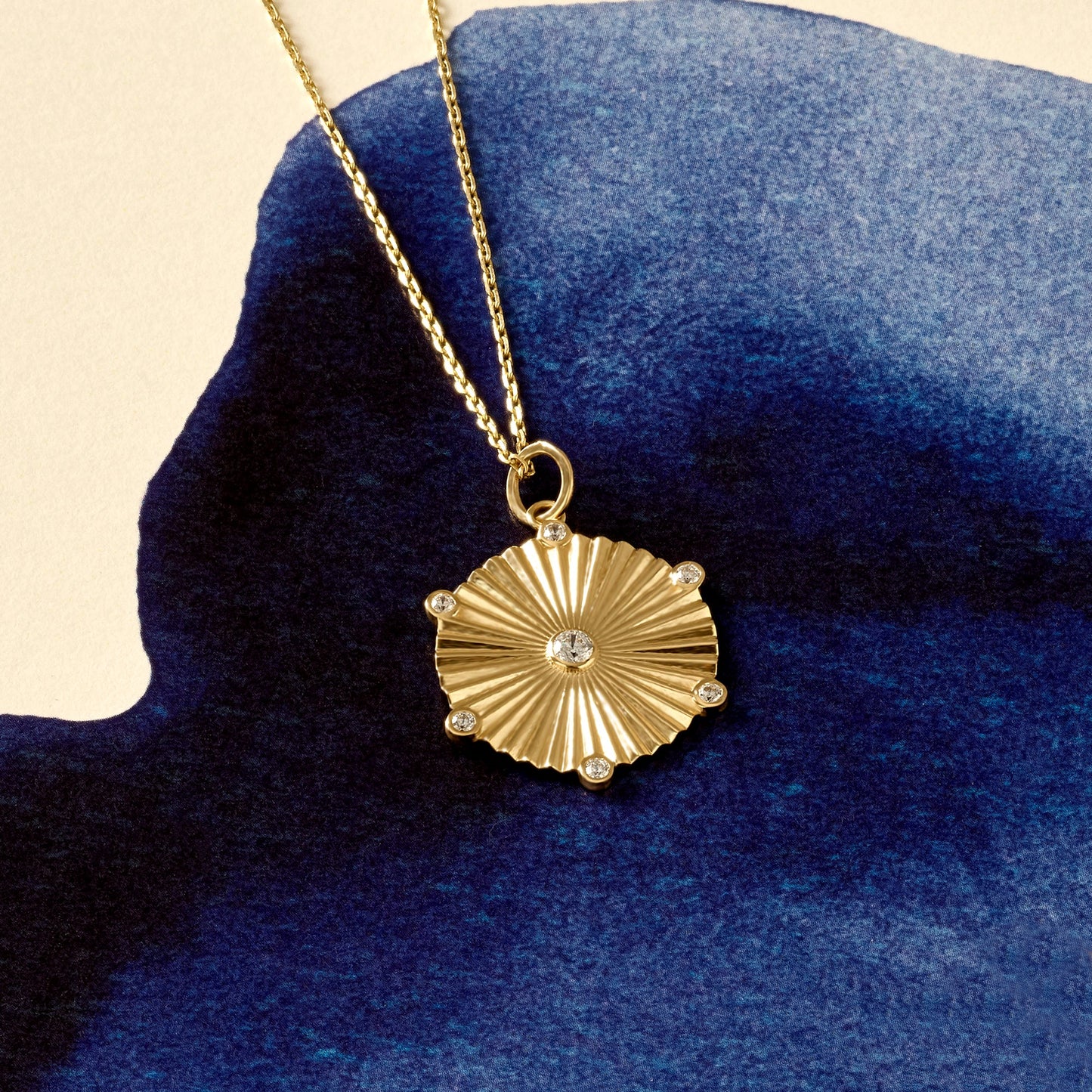Pave Sun Necklace in Gold