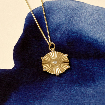 Pave Sun Necklace in Gold