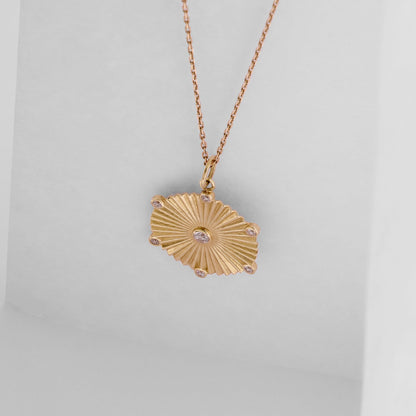 Pave Sun Necklace in Gold