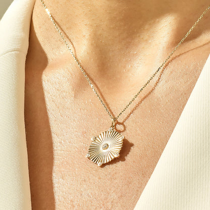 Pave Sun Necklace in Gold
