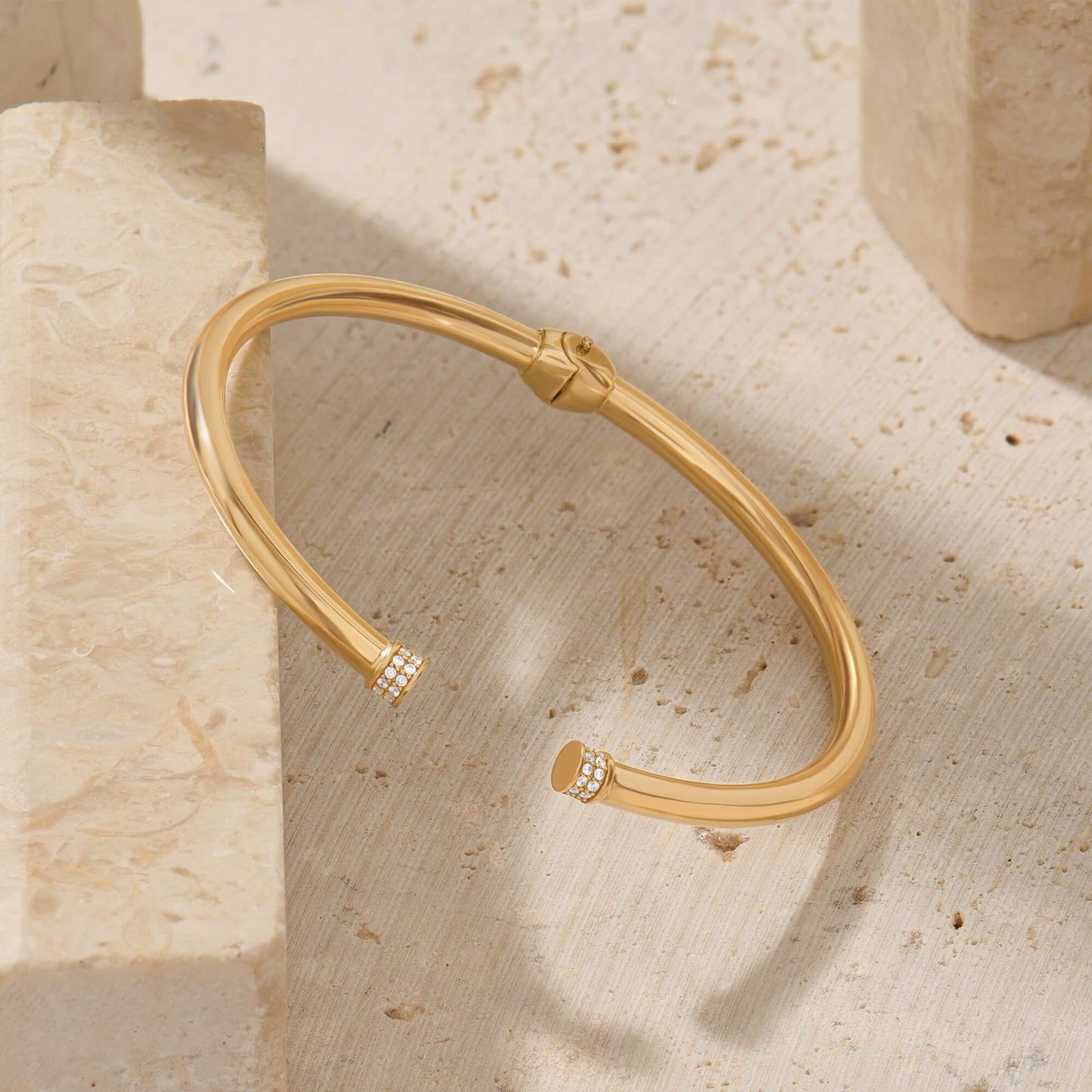 Pave Tip Cuff Bracelet in Gold
