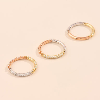 Pave Trio Link Ring in Gold