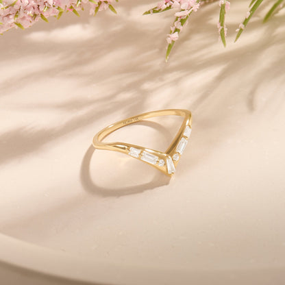 Pave Wishbone Ring in Gold