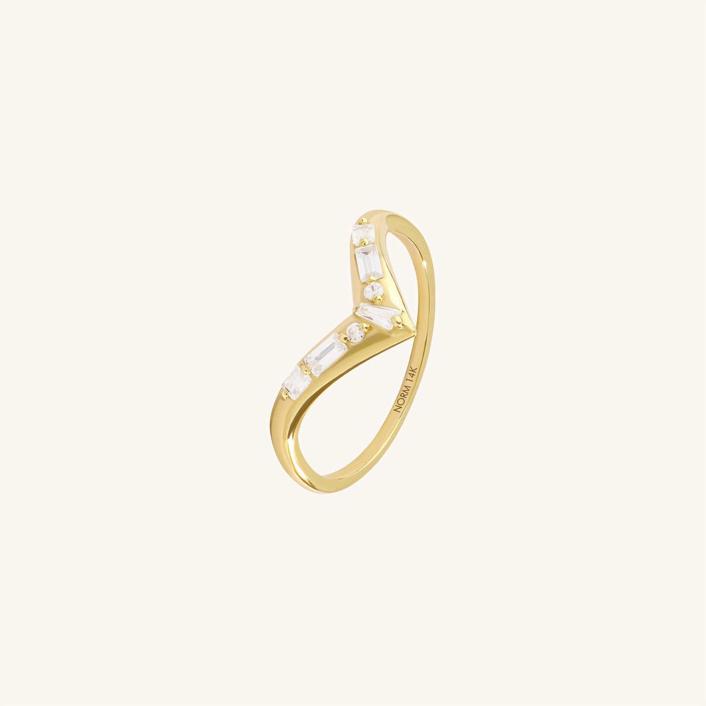 Pave Wishbone Ring in Gold