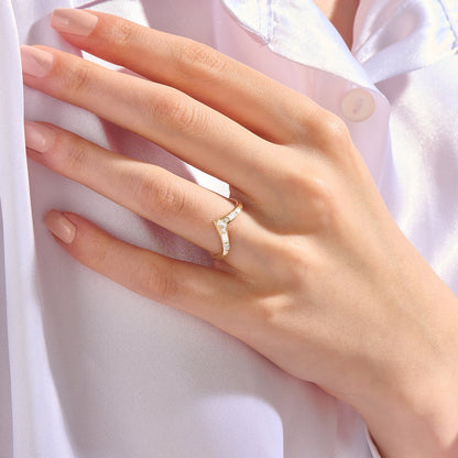 Pave Wishbone Ring in Gold