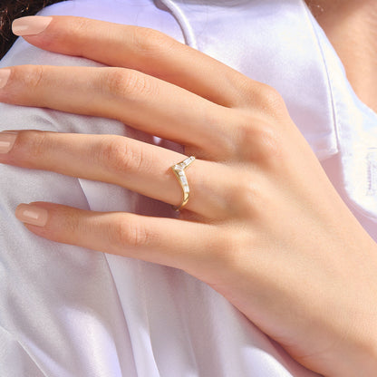 Pave Wishbone Ring in Gold