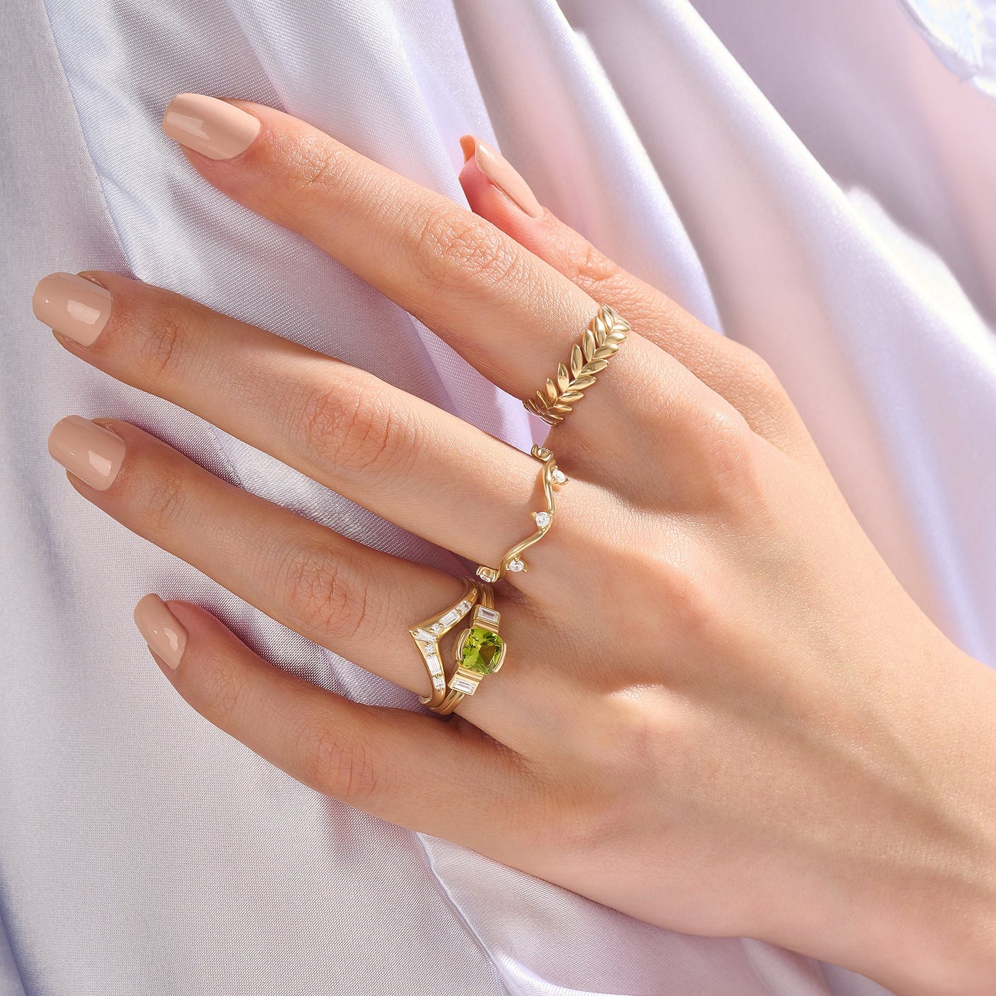 Pave Wishbone Ring in Gold